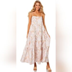 Charlie Holiday Isabella Cotton Floral Forest Maxi Dress Tiered Anthropologie 6